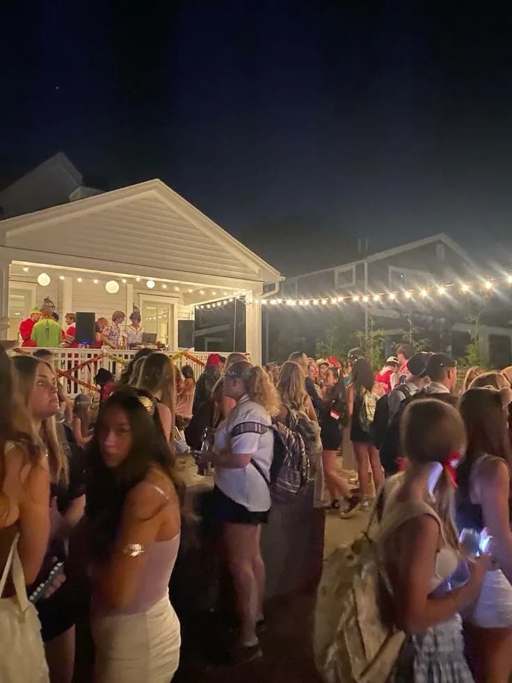 A house party at night